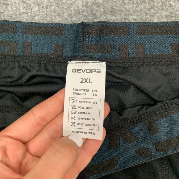 Devops Legging Mens 2XL Black Cropped 3/4 Stretch Compression Base Layer Pant - Picture 3 of 8